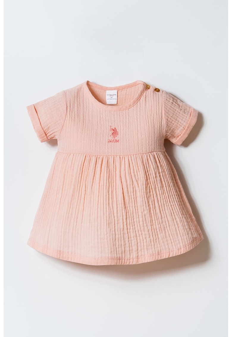 Rochie din bumbac cu logo - Roz somon