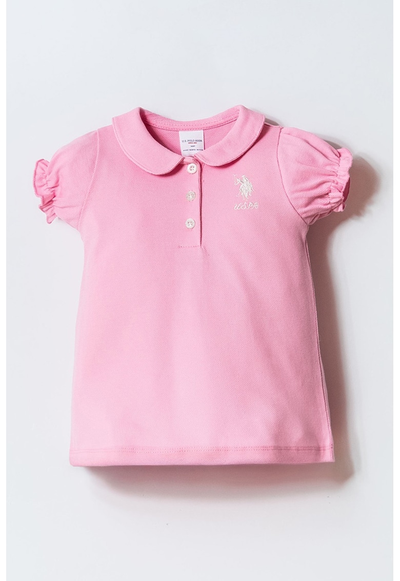 Tricou cu guler Peter Pan - Roz pastel