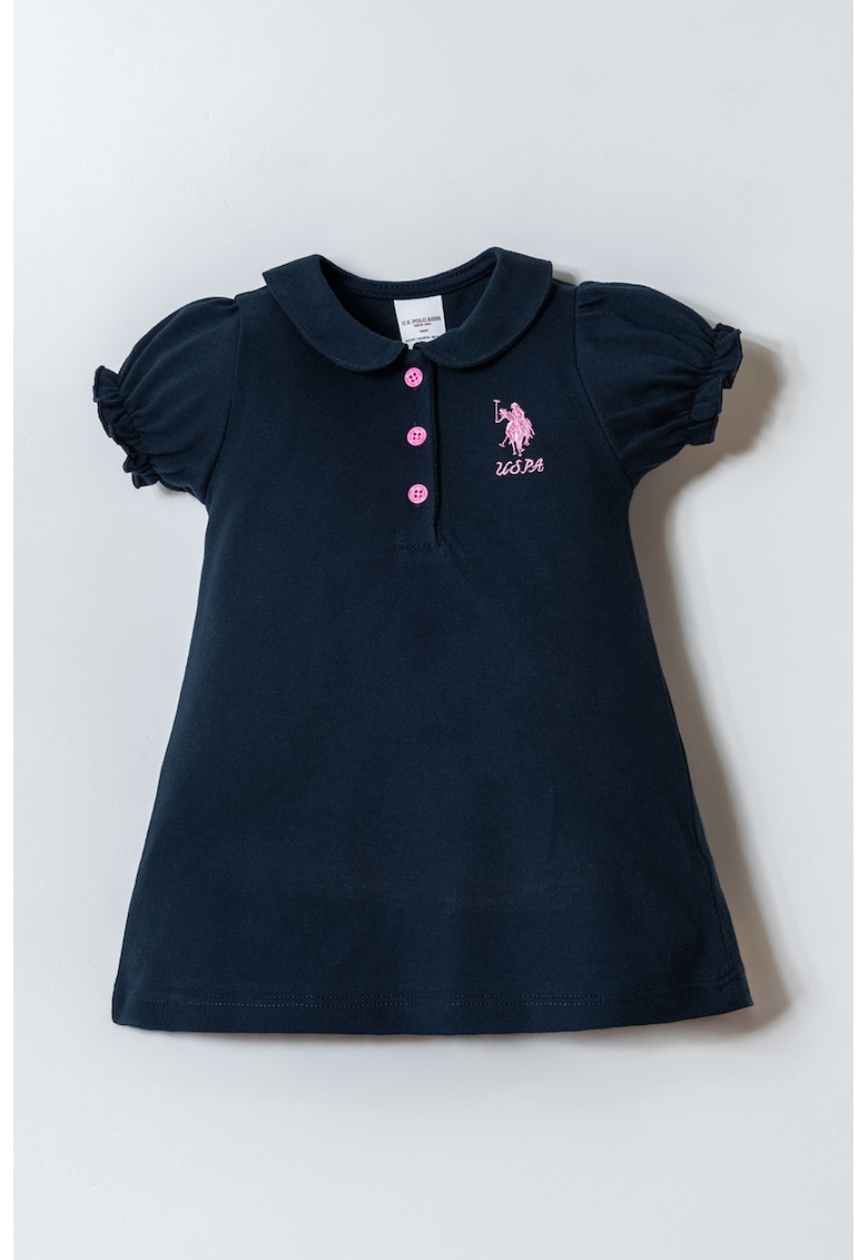 Rochie cu broderie logo - Albastru ultramarin