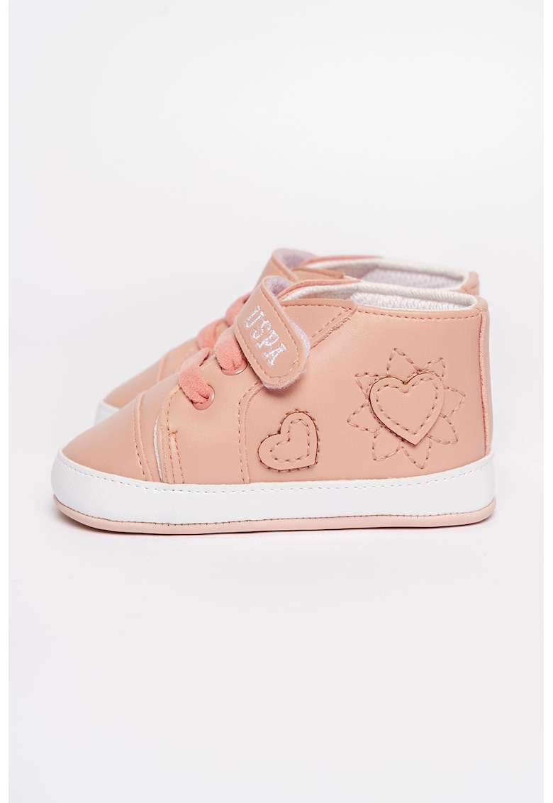 Pantofi sport mid-high cu inchidere velcro - Roz somon -