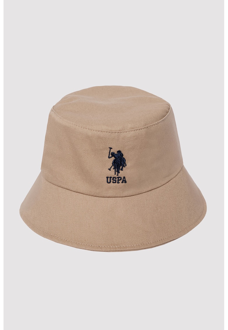 Palarie bucket cu logo - Albastru ultramarin/Bej inchis
