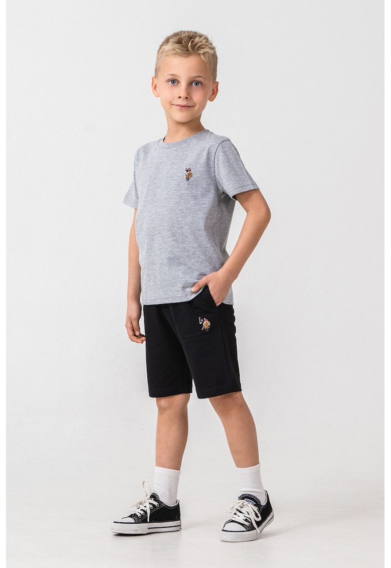 Trening scurt cu aplicatie logo discreta - Negru/Gri melange