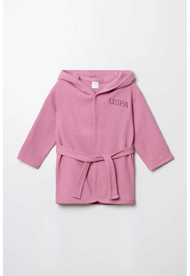 Halat din bumbac cu logo - Roz prafuit