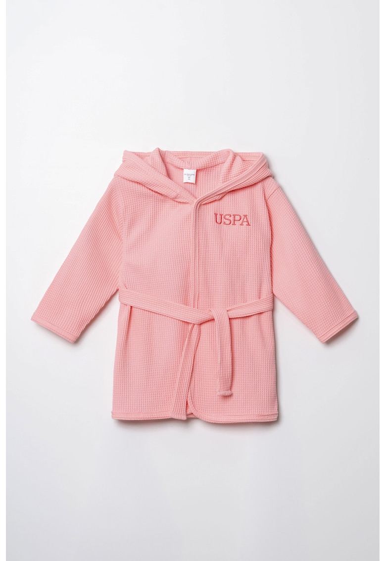 Halat de baie cu detaliu logo - Roz somon