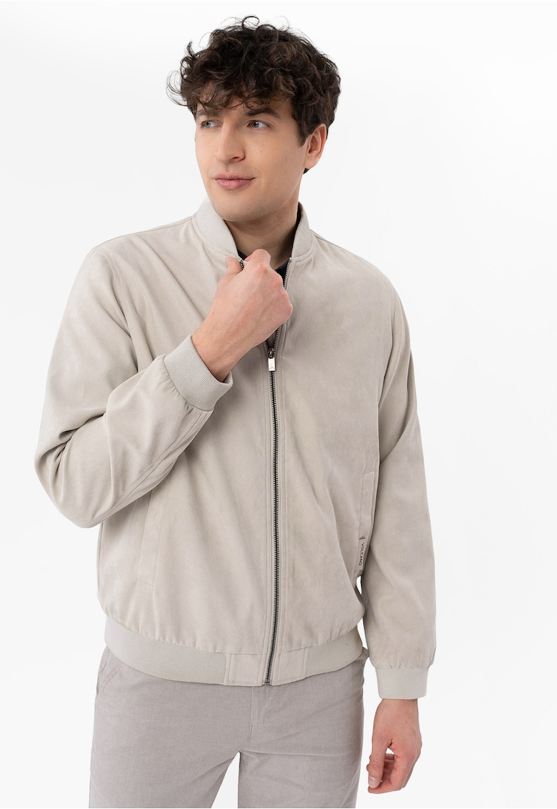 Jacheta bomber barbati cu fermoar - J-Samos - gri deschis - Gri deschis