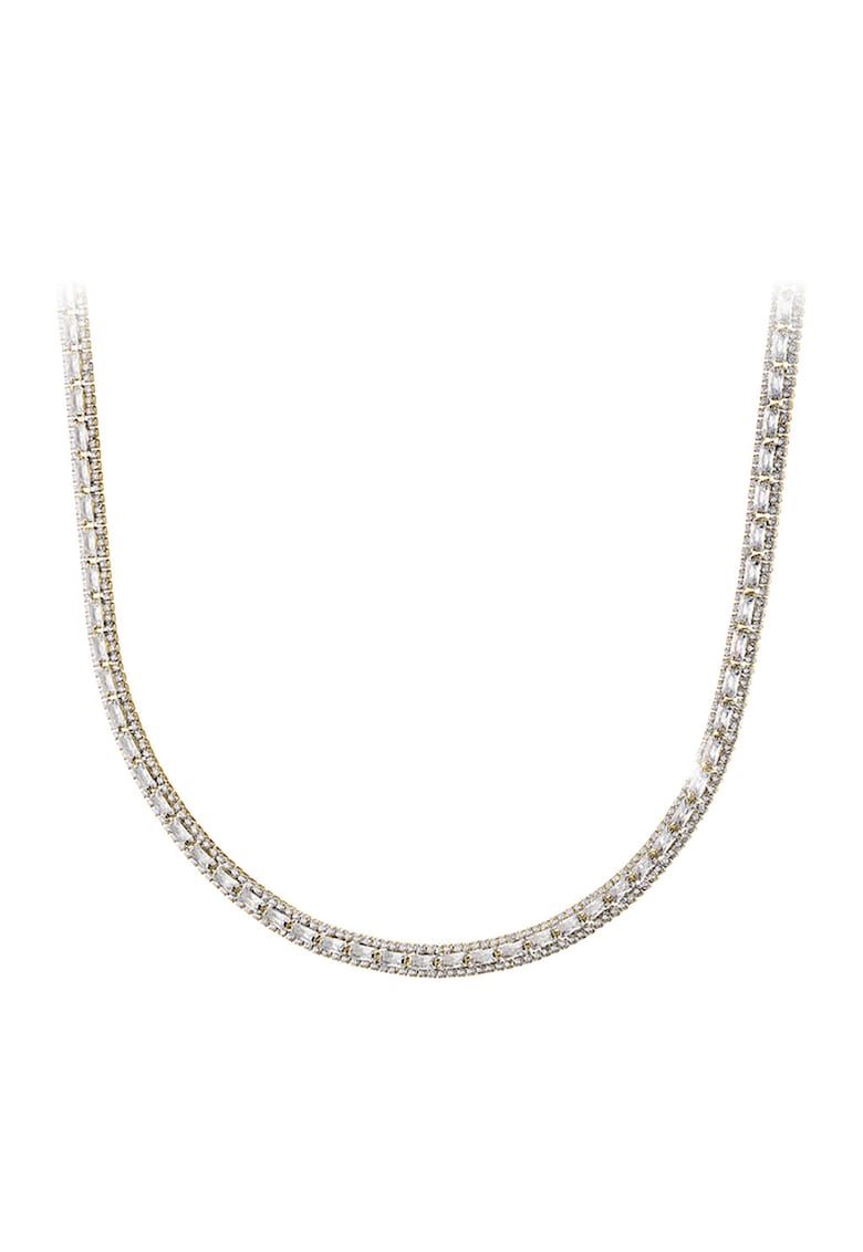 Colier placat cu rodiu - cu zirconia - Argintiu - Auriu/Argintiu