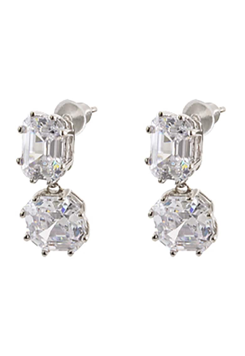 Cercei drop din argint cu zirconia - Argintiu