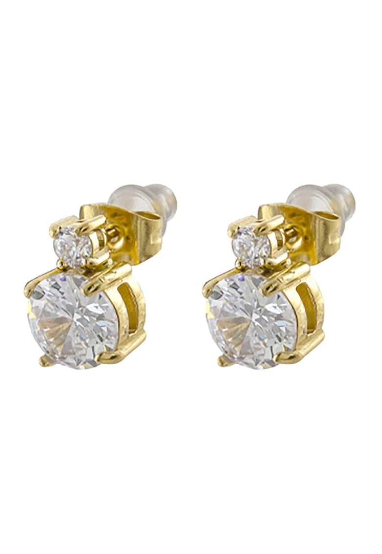 Cercei placati cu aur de 18K si zirconia - Auriu