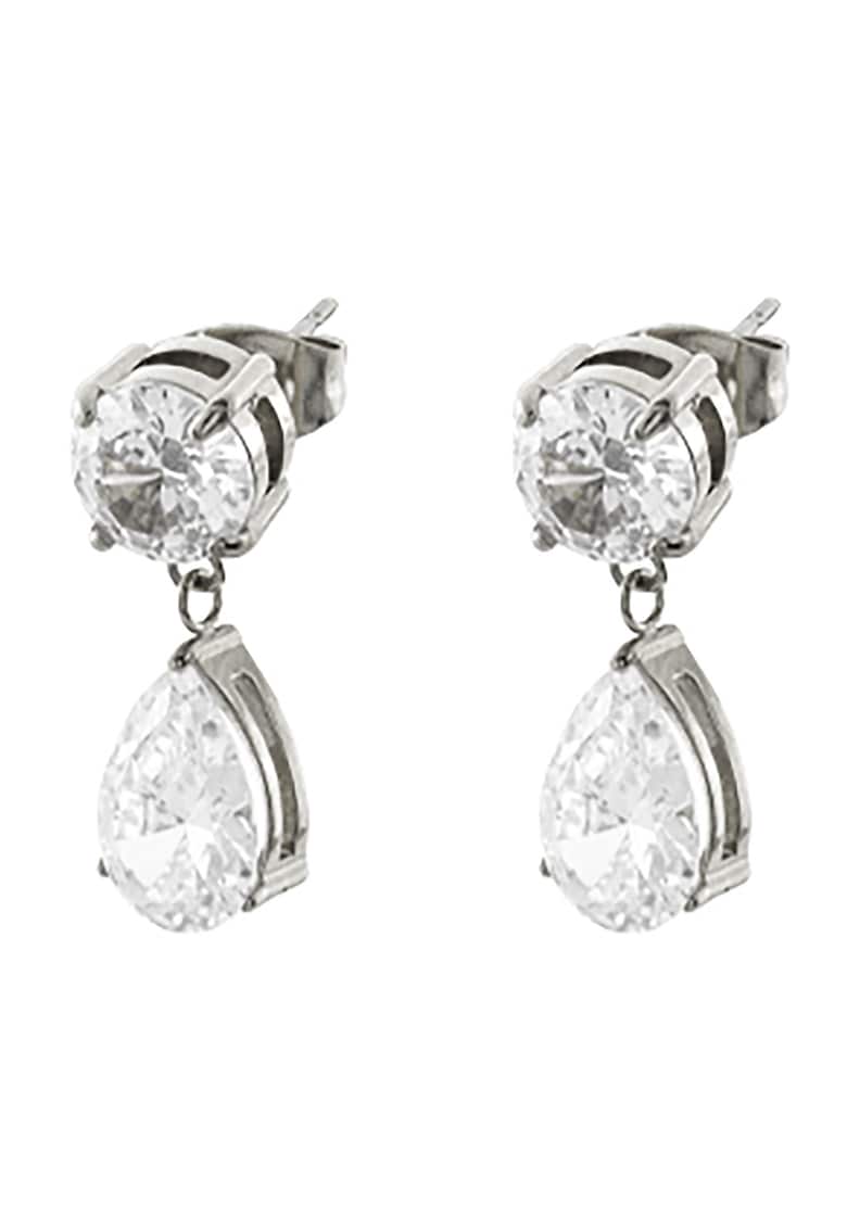 Cercei din otel inoxidabil cu zirconia - Argintiu