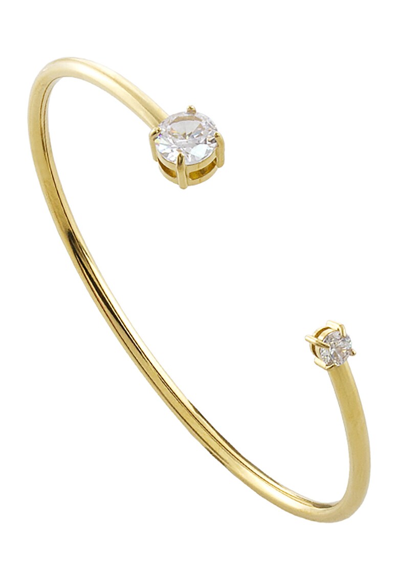 Bratara rigida placata cu aur de 18K si pietre zirconia - Auriu