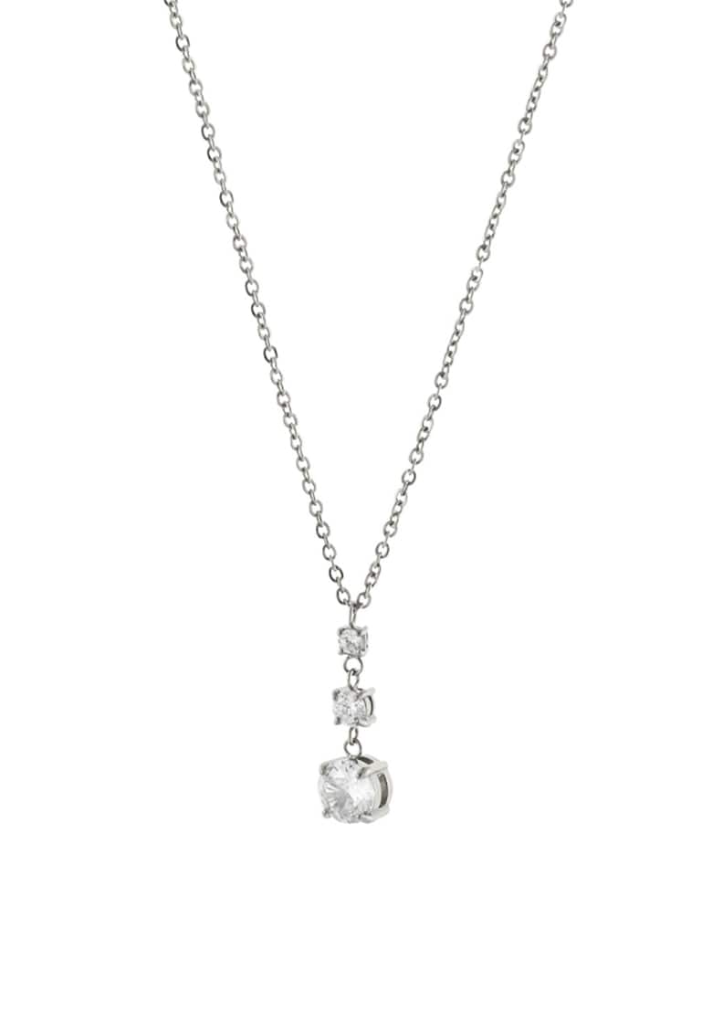 Colier din otel inoxidabil cu zirconia - Argintiu