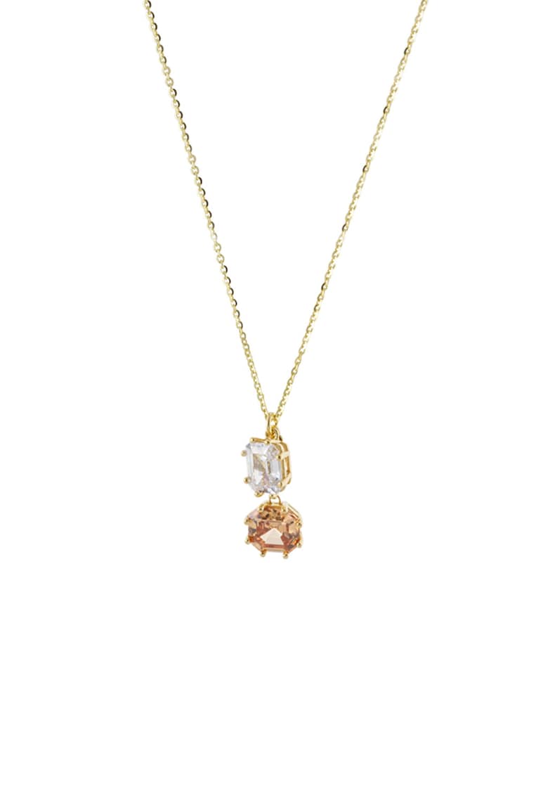 Colier placat cu aur de 18K si decorat cu zirconia - Auriu/Bej