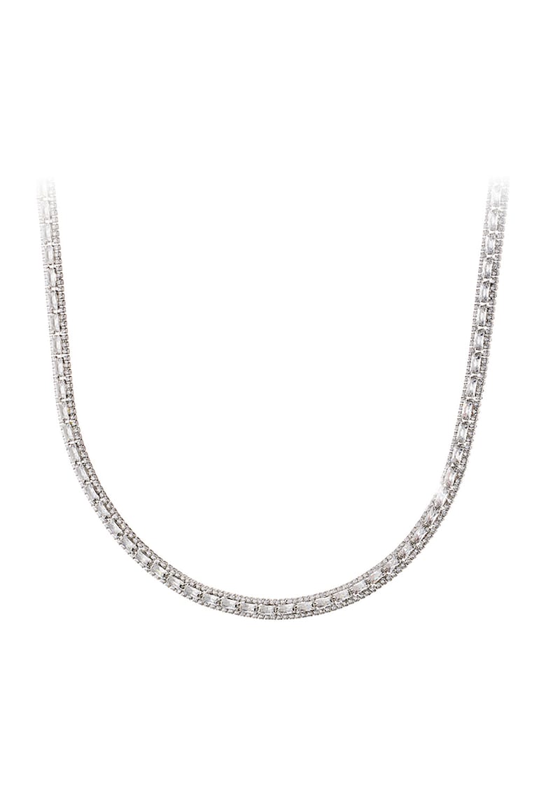 Colier placat cu rodiu - cu zirconia - Argintiu - Argintiu
