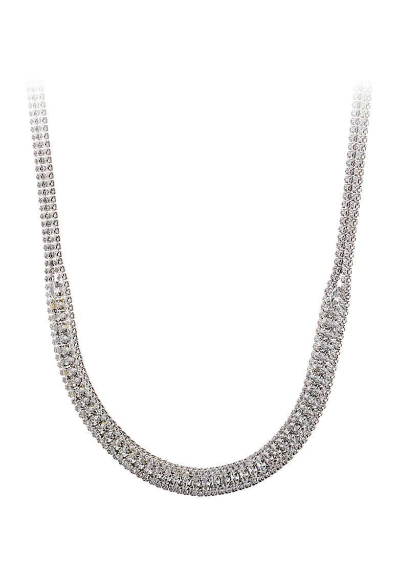 Colier placat cu rodiu - cu zirconia - Argintiu