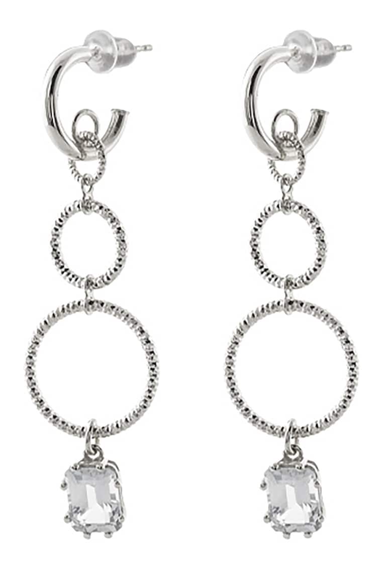 Cercei drop din argint cu zirconia - Argintiu