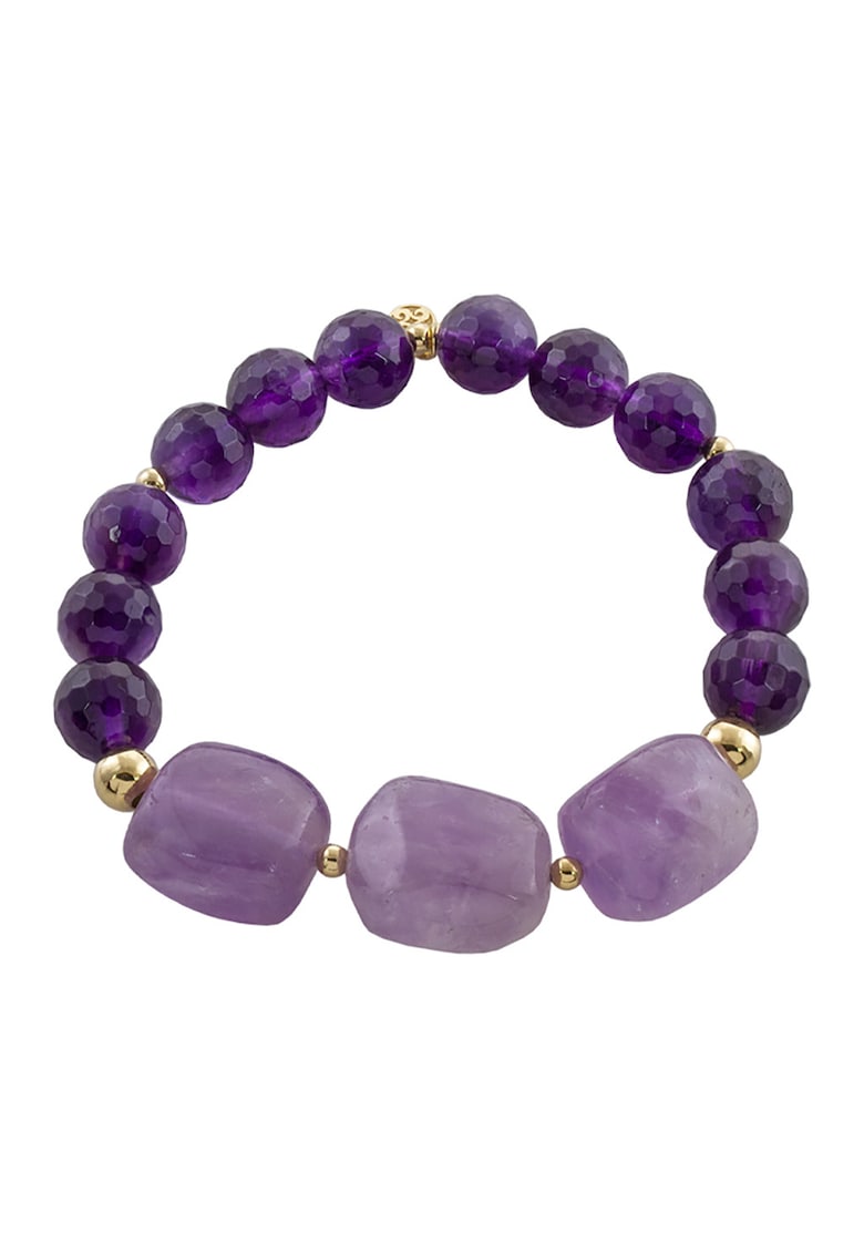 Bratra elastica placat cu aur de 18K si decorata cu agate Holiday - Violet