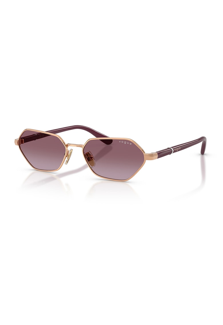 Ochelari de soare hexagonali cu rama metalica - Violet prafuit/Auriu rose