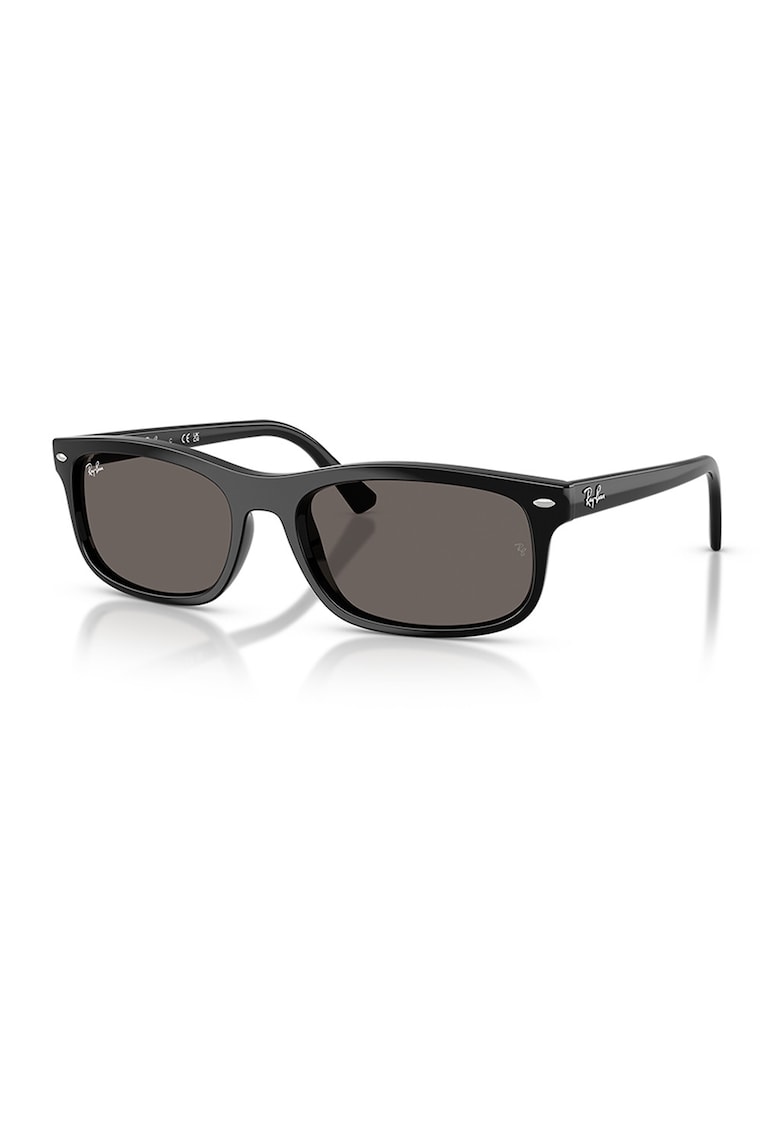Ochelari de soare dreptunghiulari unisex cu logo - Negru
