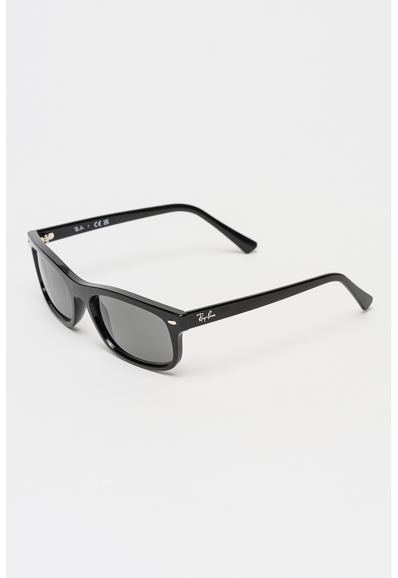Ochelari de soare dreptunghiulari unisex cu logo - Negru