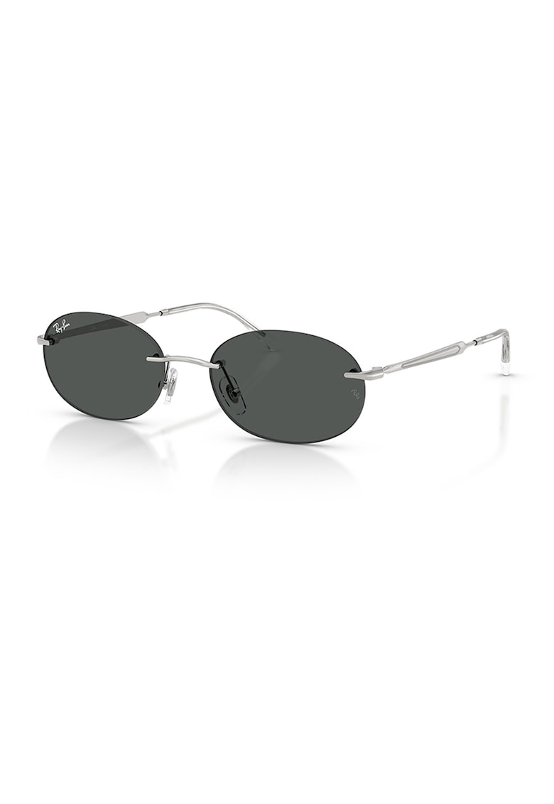 Ochelari de soare ovali unisex cu rama metalica - Argintiu