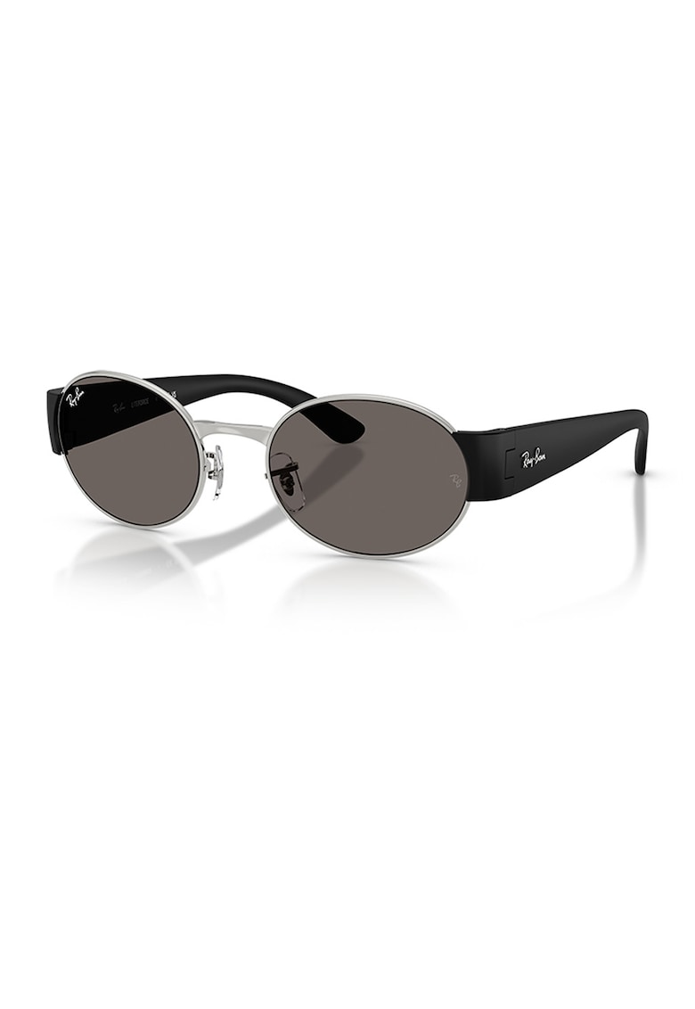 Ochelari de soare ovali unisex - Negru/Argintiu