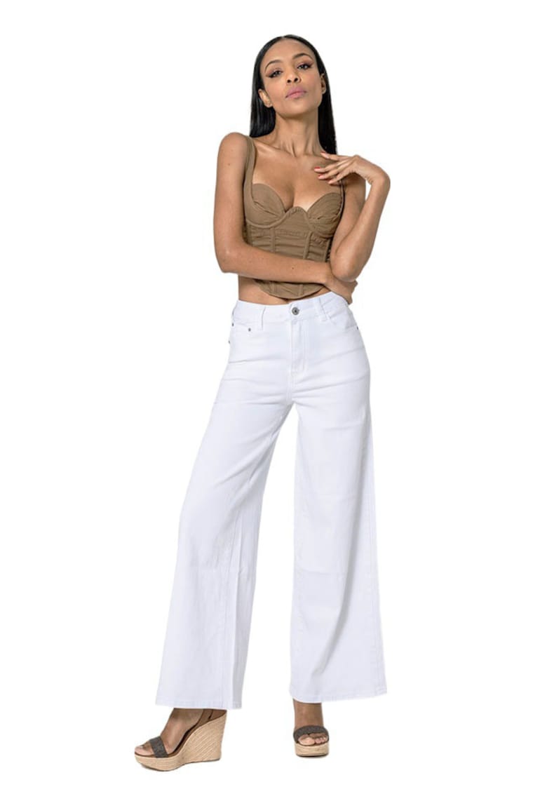 Blugi dama wide leg Alb YY300-1 M10 19629 - Alb