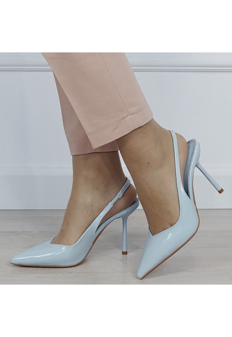 Pantofi albastru deschis de lac 5539 01 19592 - Albastru deschis