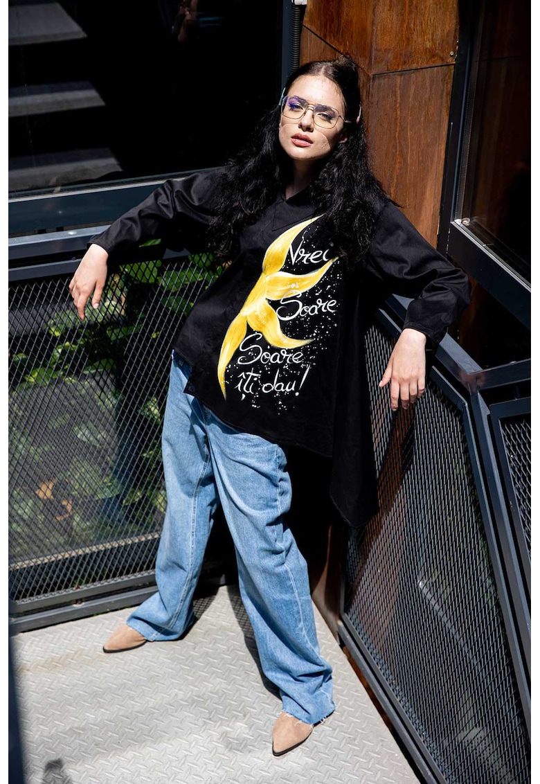 Camasa cu croiala asimetrica - pictata manual Sole