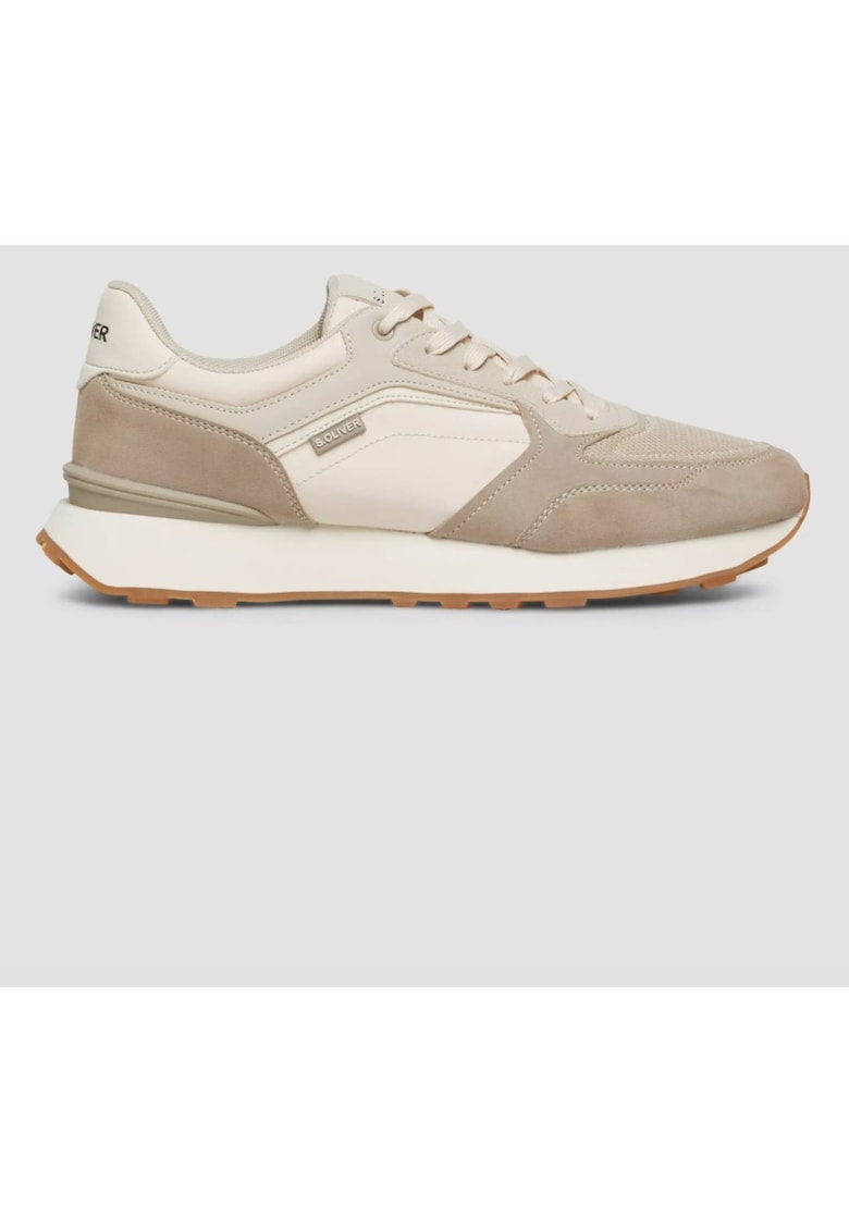 Sneakers casual barbati cu siret - Bej - Bej