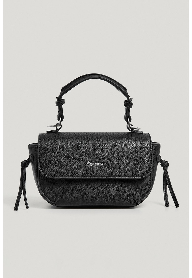 Geanta crossbody din piele ecologica cu clapa - Negru