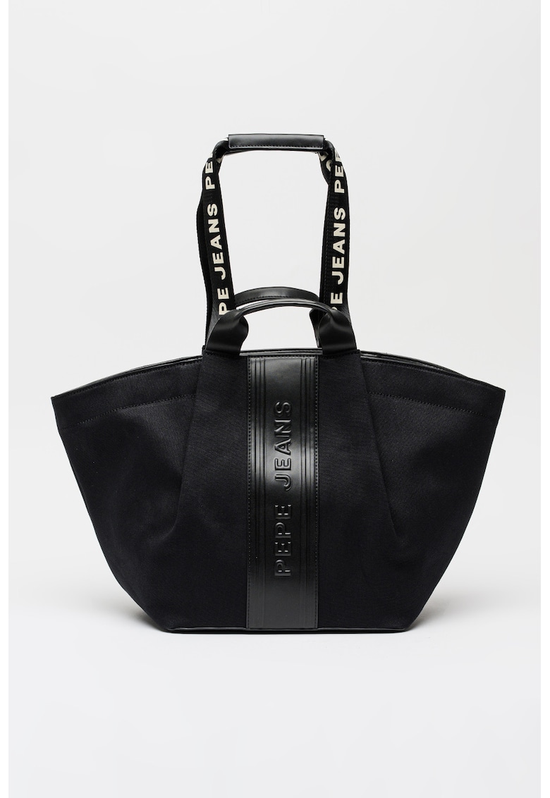 Geanta shopper cu logo in relief Ariadna - Negru