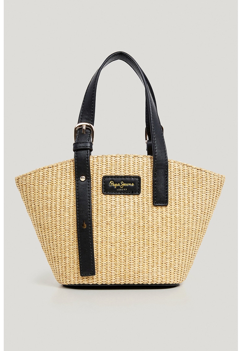 Geanta crossbody din paie de hartie - Negru/Galben pai