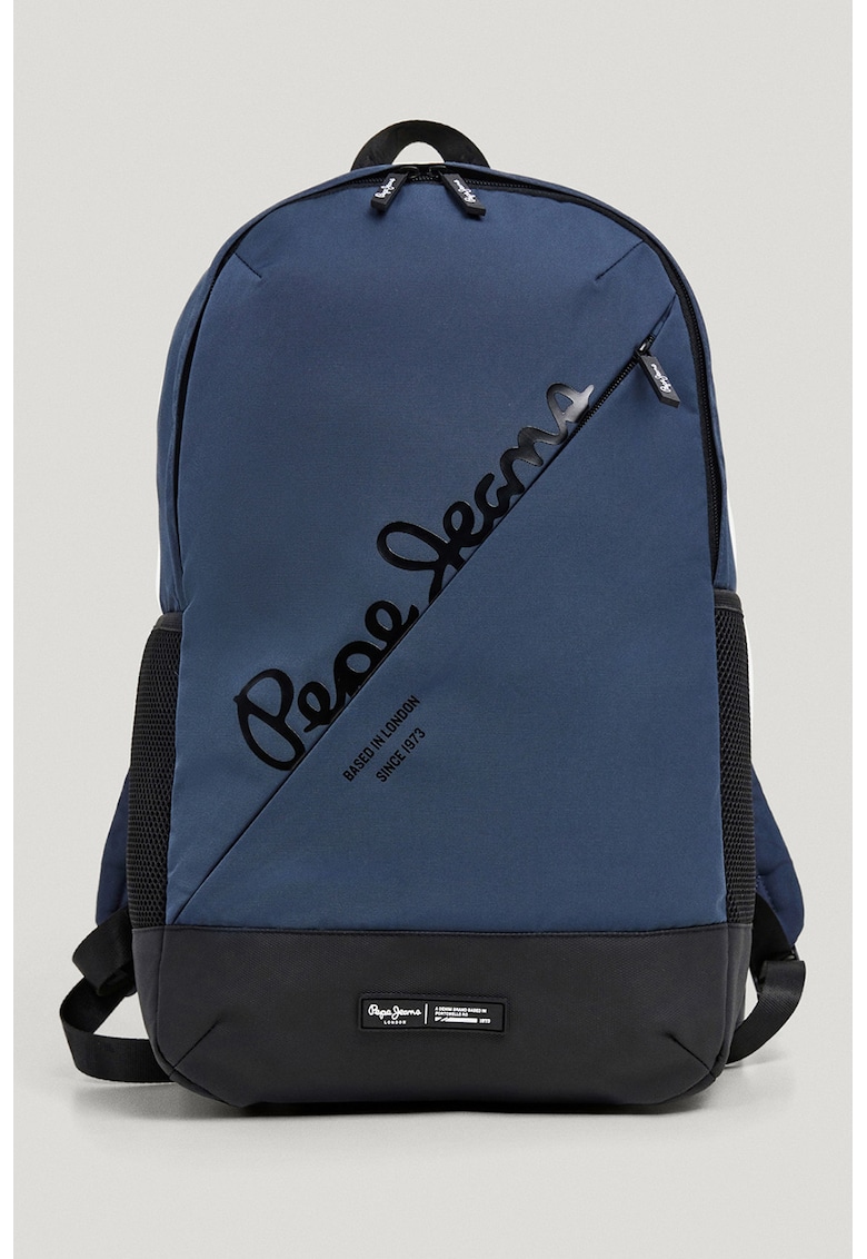 Rucsac cu imprimeu logo si fermoar - Bleumarin