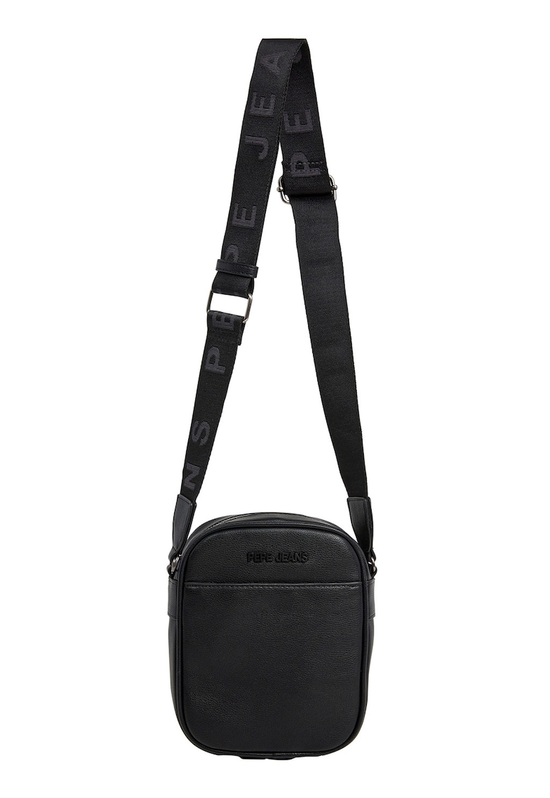 Geanta crossbody din piele ecologica cu bareta cu model logo - Negru