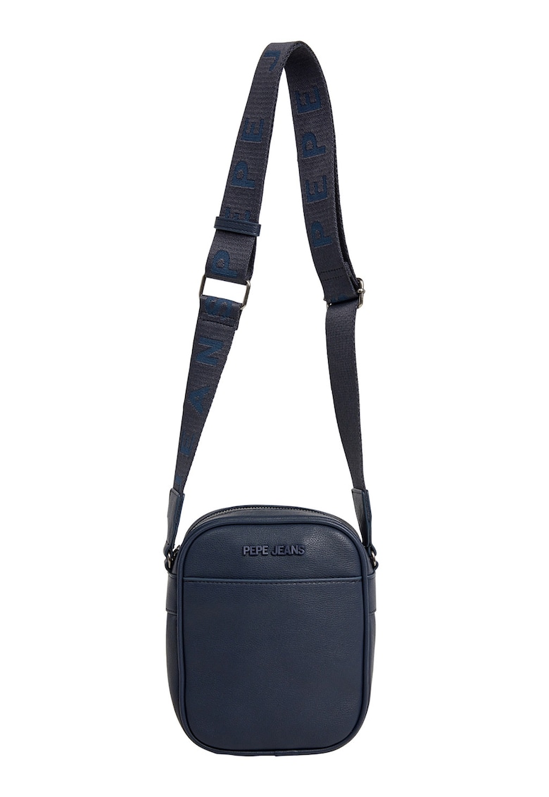 Geanta crossbody din piele ecologica cu bareta cu model logo - Bleumarin