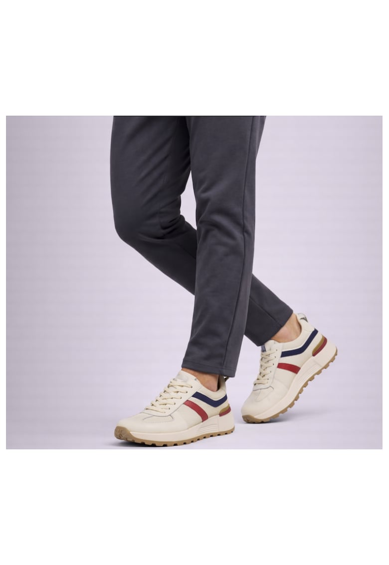 Pantofi sport din piele cu detalii contrastante - Alb