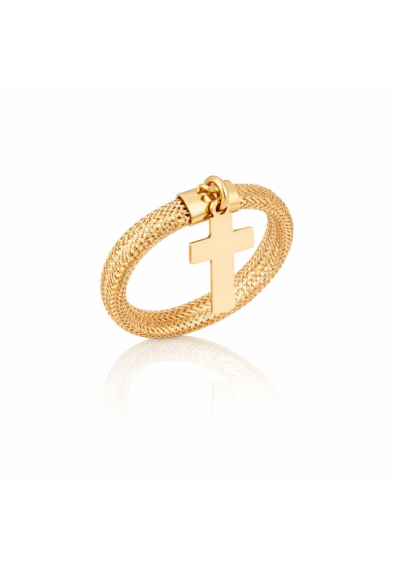 Inel Elastic din Aur Galben de 14K cu Cruciulita