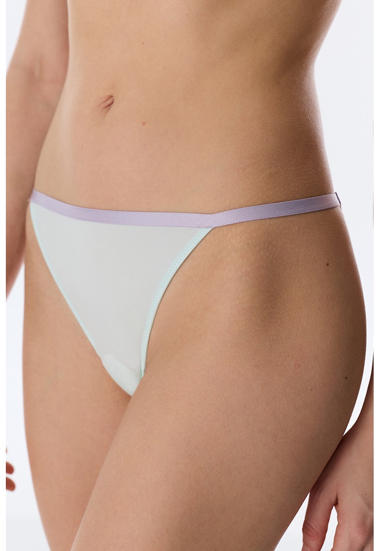 Chiloti brazilieni cu model floral din dantela pe partea din spate - Albastru pastel