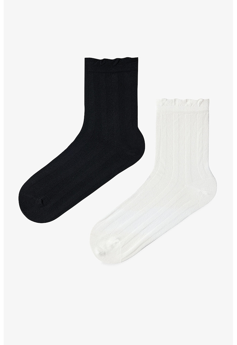 Set de sosete lungi - 2 perechi - Alb/Negru