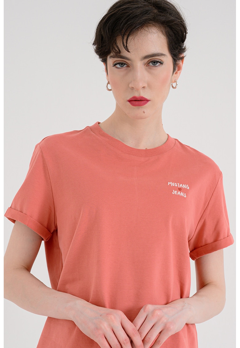 Tricou din bumbac cu decolteu la baza gatului Monroe - Rosu capsuna