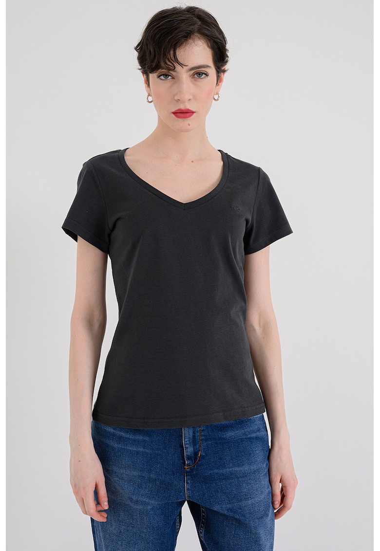 Tricou cu decolteu in V Beverly - Gri antracit