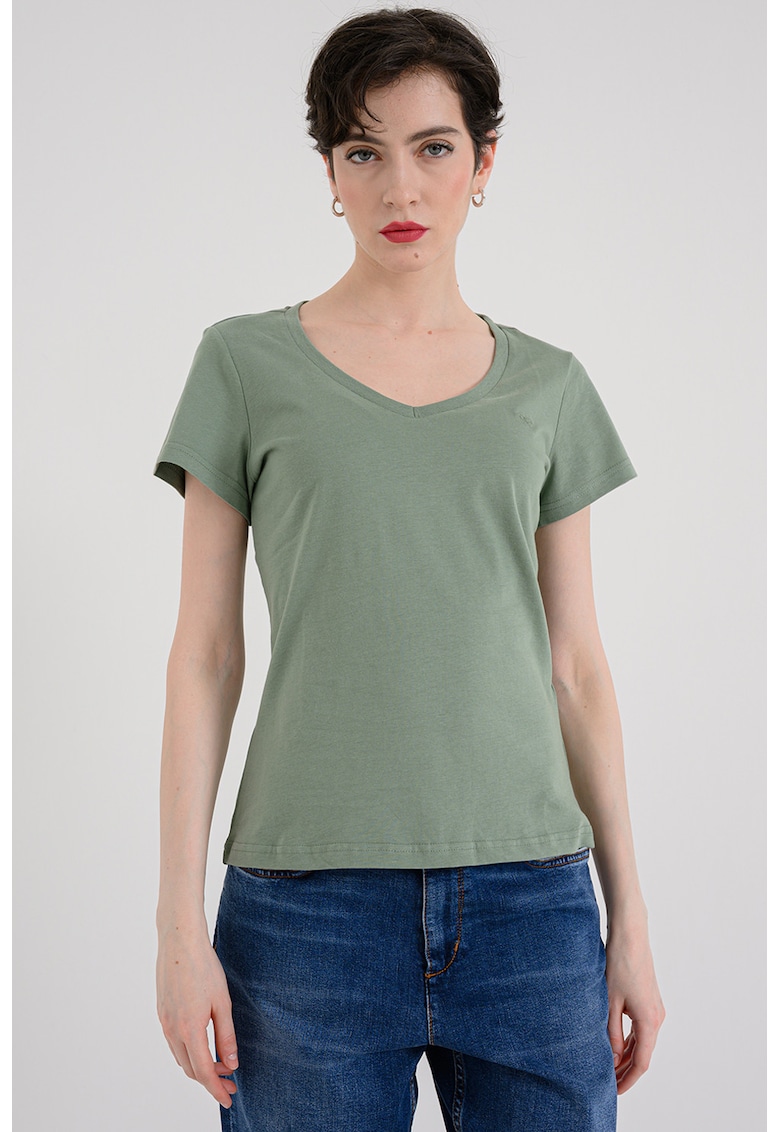 Tricou cu decolteu in V Beverly - Verde aquamarin