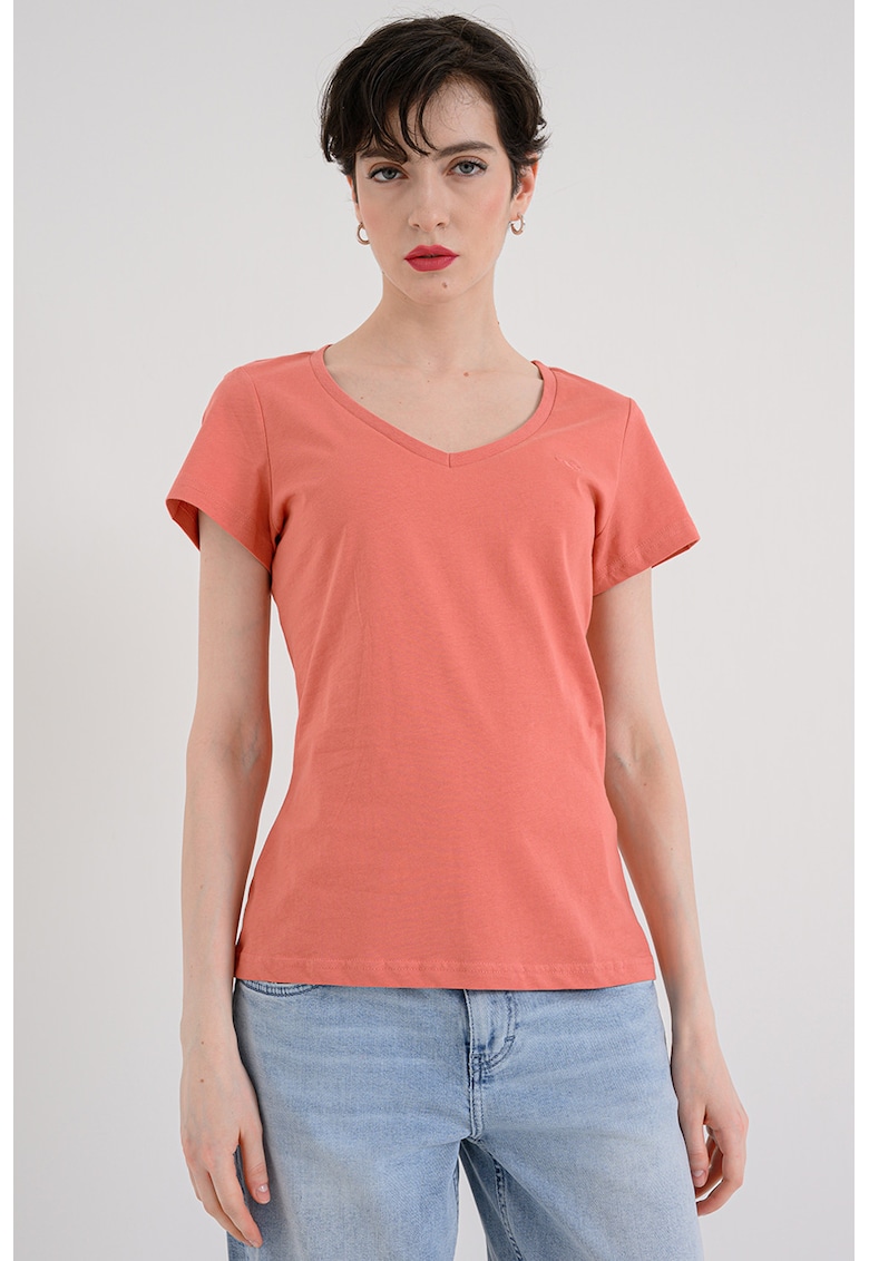 Tricou cu decolteu in V Beverly - Rosu capsuna