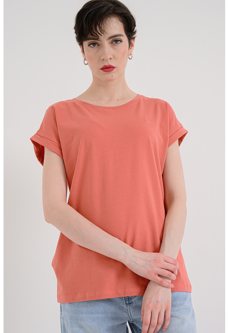 Tricou uni cu decolteu la baza gatului Lesley - Rosu capsuna