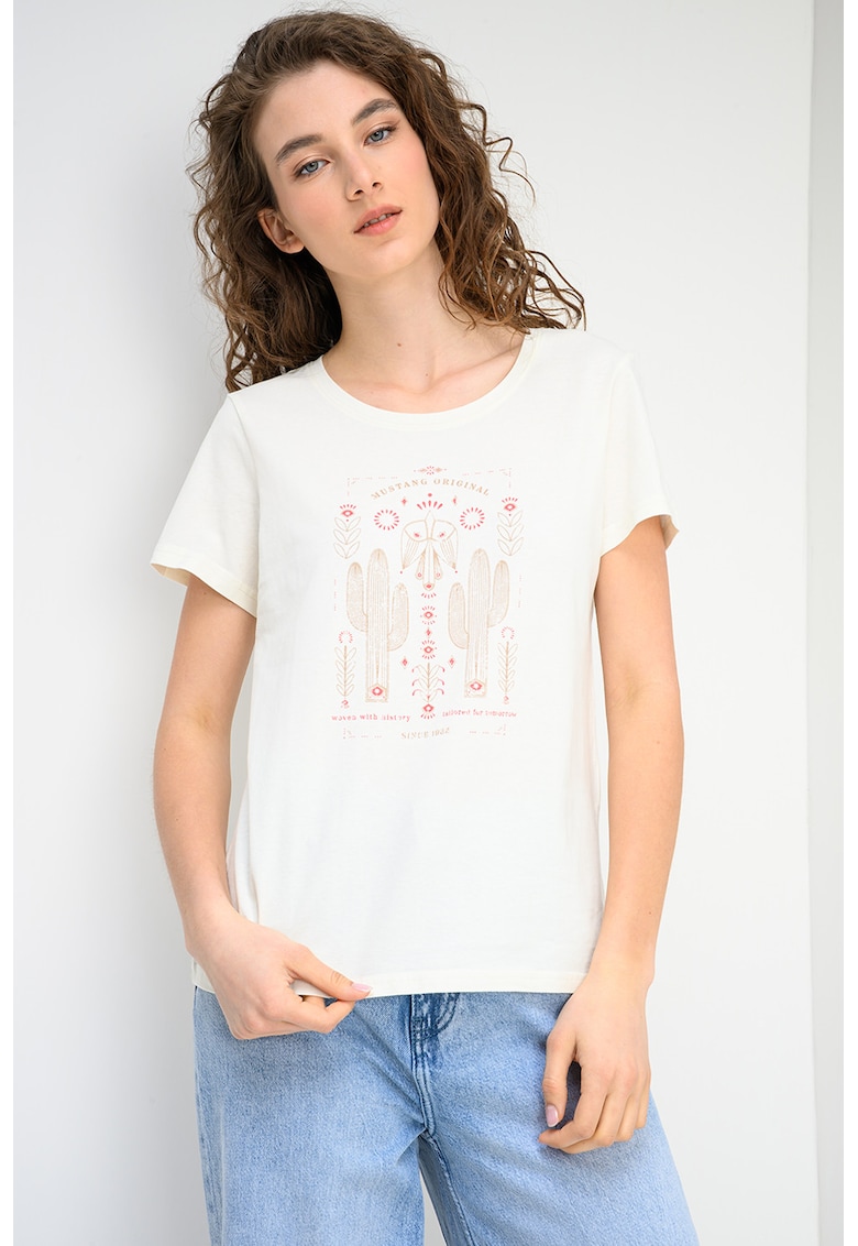 Tricou cu imprimeu grafic Alma - Bej sampanie