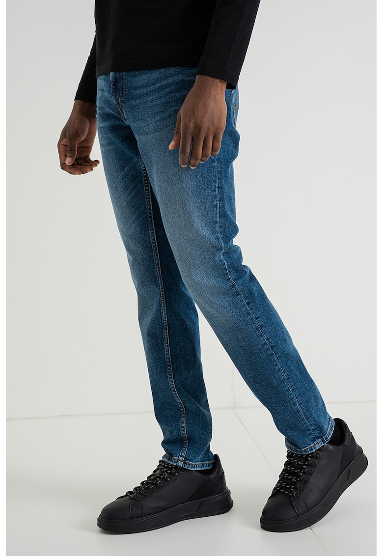 Blugi slim-fit cu aspect usor decolorat Oregon - Albastru inchis melange