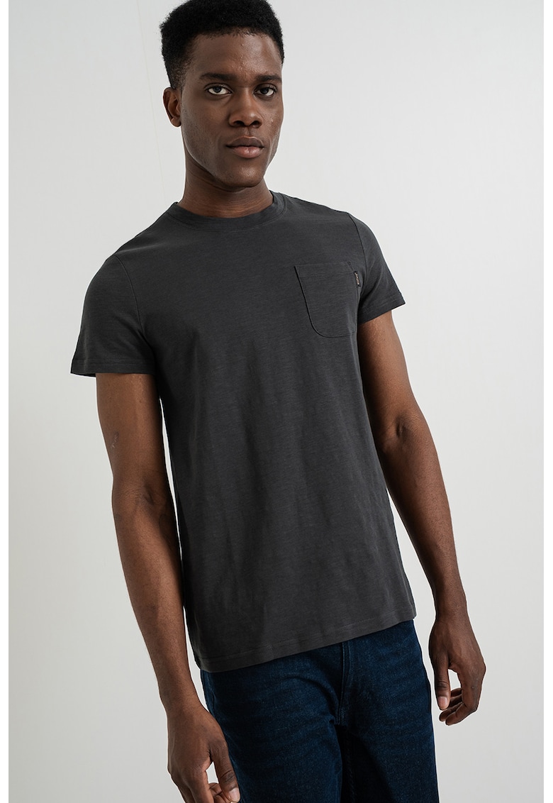 Tricou din bumbac cu buzunar pe piept Allen - Gri antracit