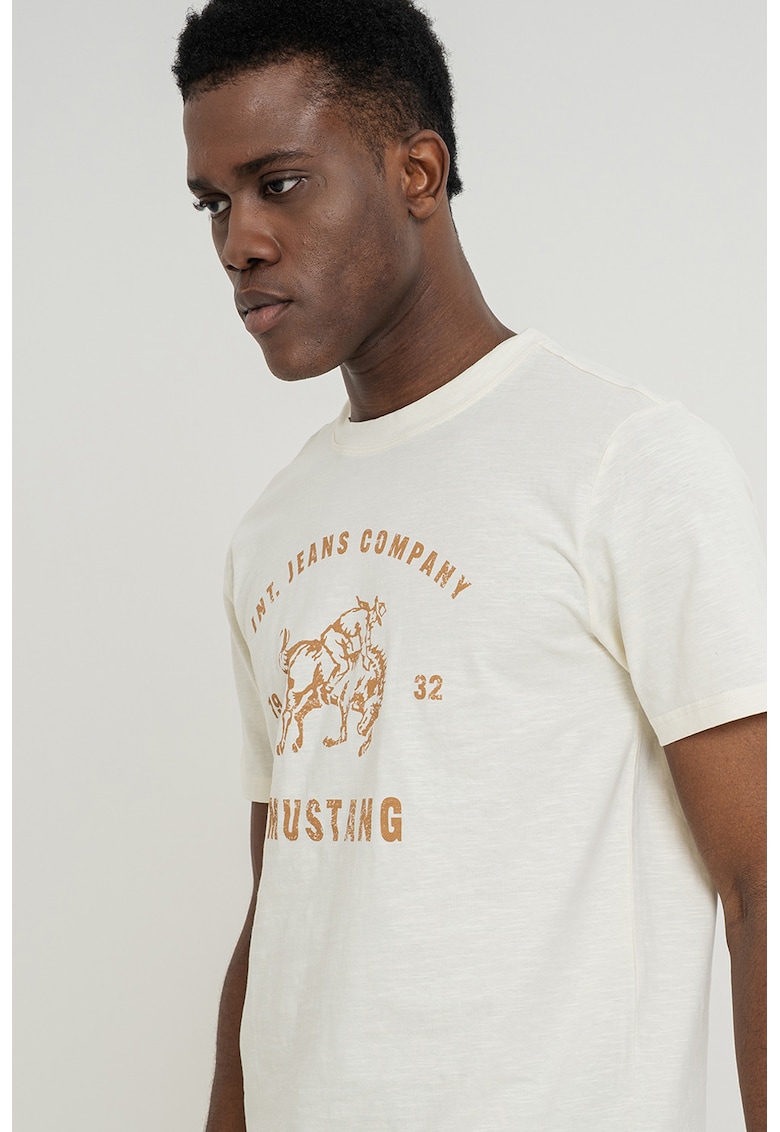 Tricou din bumbac cu imprimeu logo Austin - Caramel/Crem