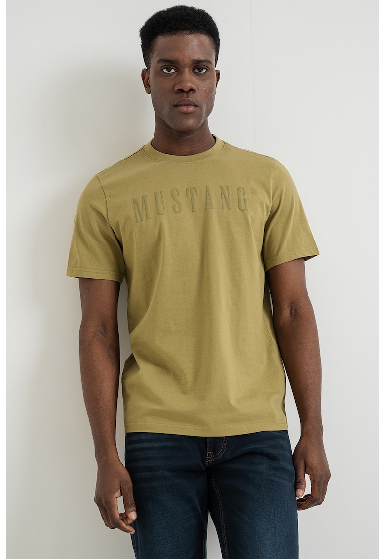 Tricou din bumbac cu imprimeu logo Austin - Verde masliniu