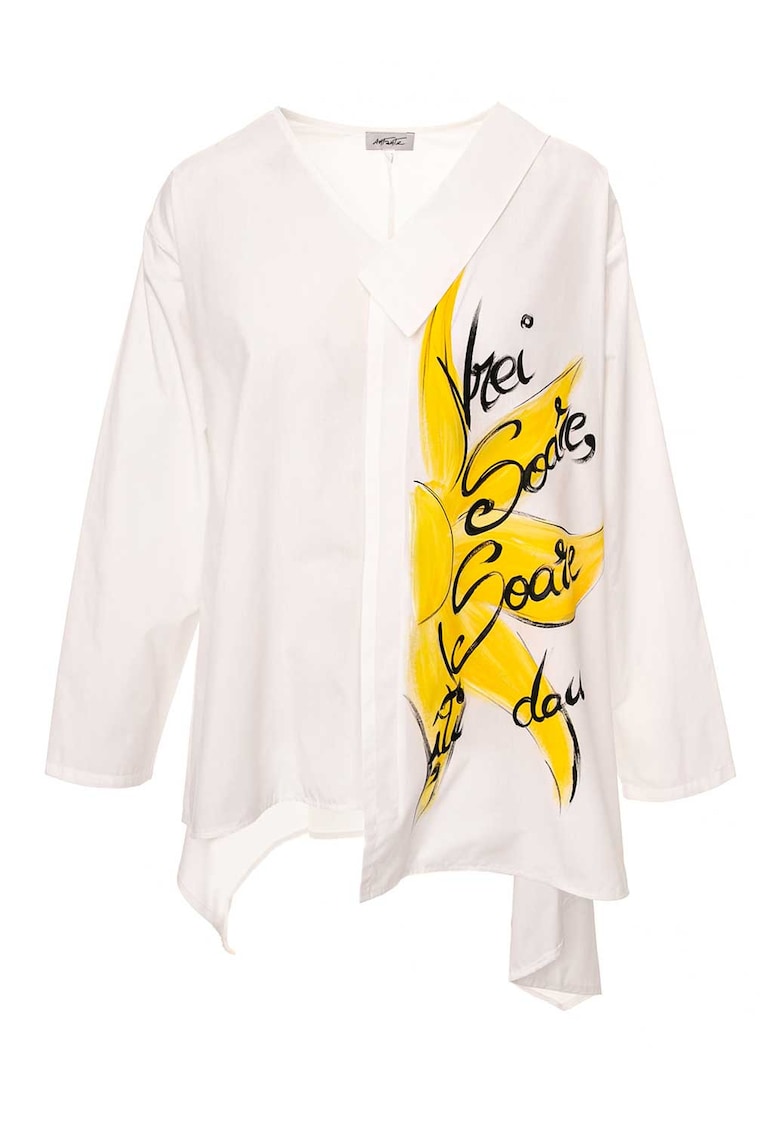 Camasa cu croiala asimetrica - pictata manual Soare